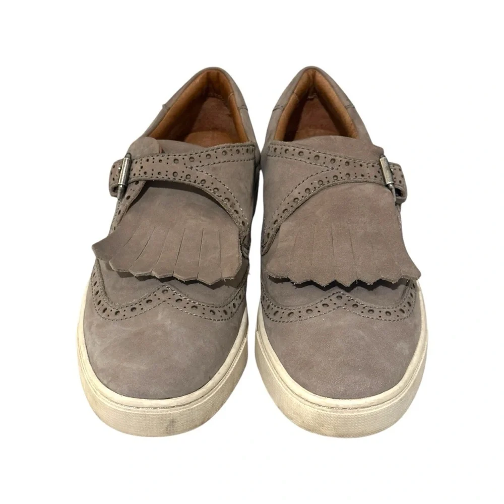 Frye Gemma Fringe Kiltie Buckle Suede Sneakers Grey Women’s 7.5 (3471189)